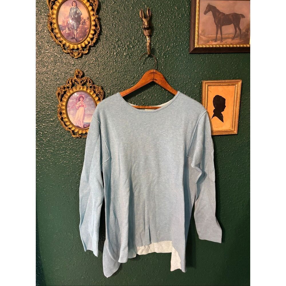 J.Jill Blue Reversible Sweater Sz Medium Long Sleeve